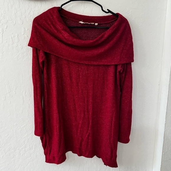 Soft Surroundings Heathered Red Long Sleeve Cecillia Tunic Petite Small - Picture 1 of 11